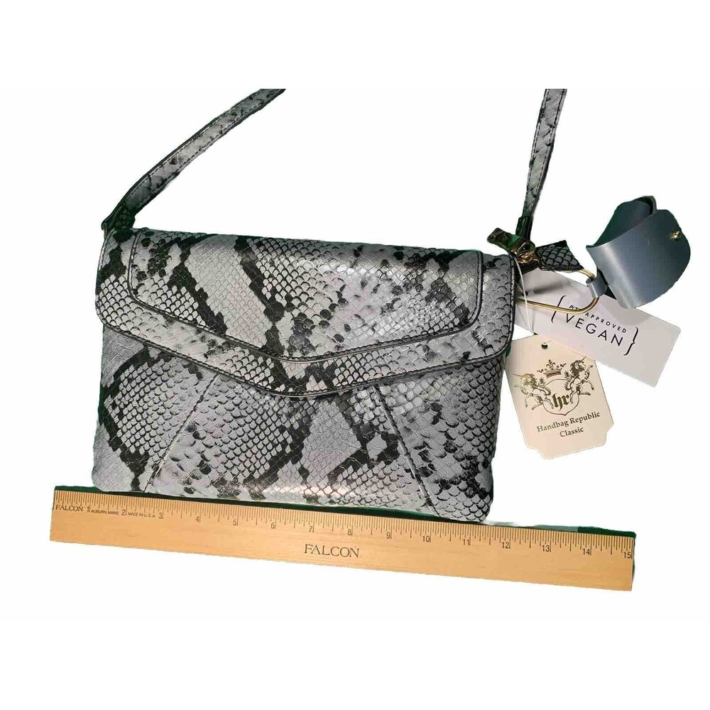 Nicole Miller Handbag Republic Purse Cl0158 Geometric Animal Print Gray Blk NWT